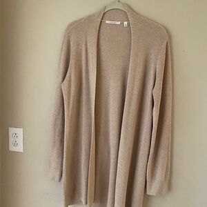 Cyrus Open-Front Cardigan in Taupe Beige